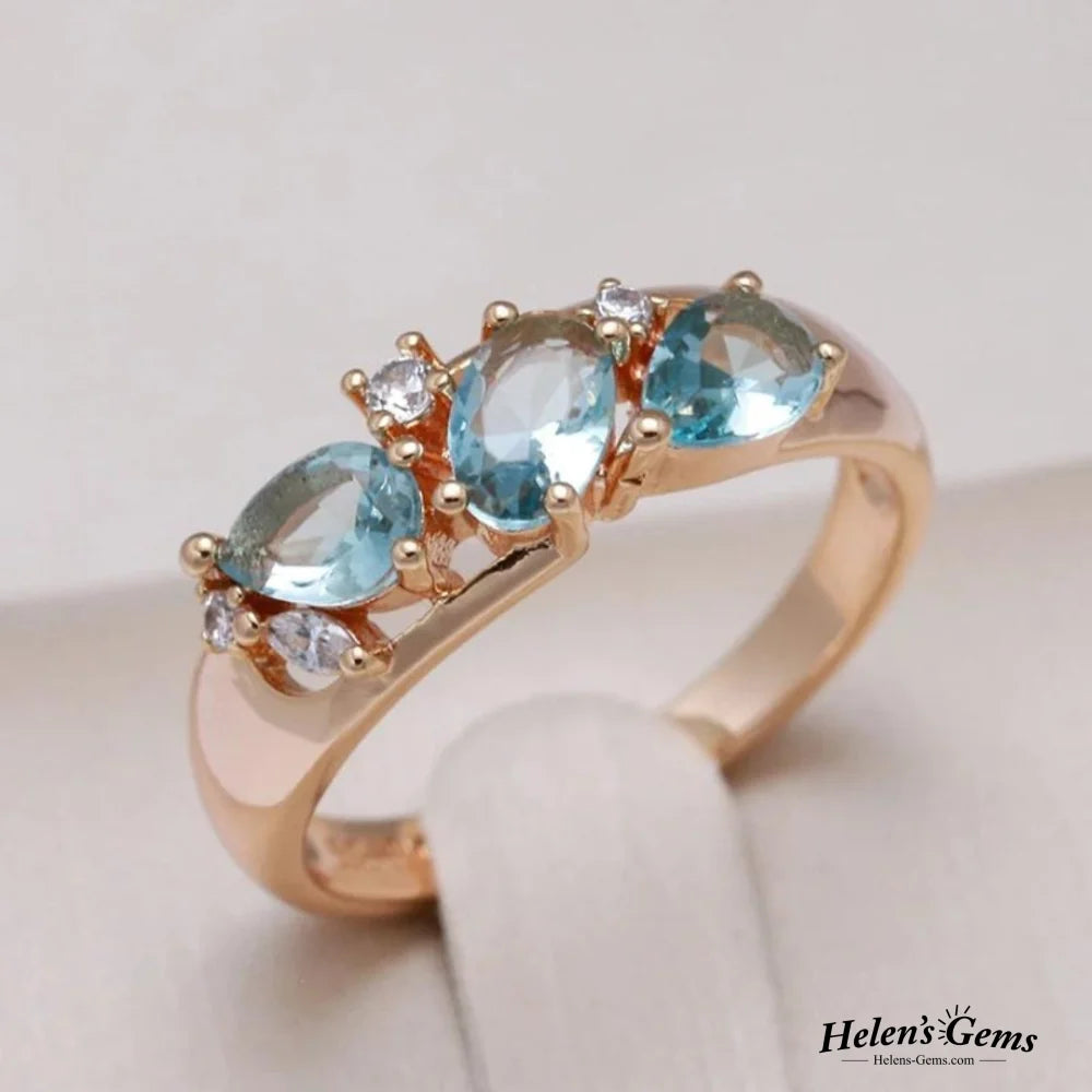 Blue Zirconia Ring In Gold 6