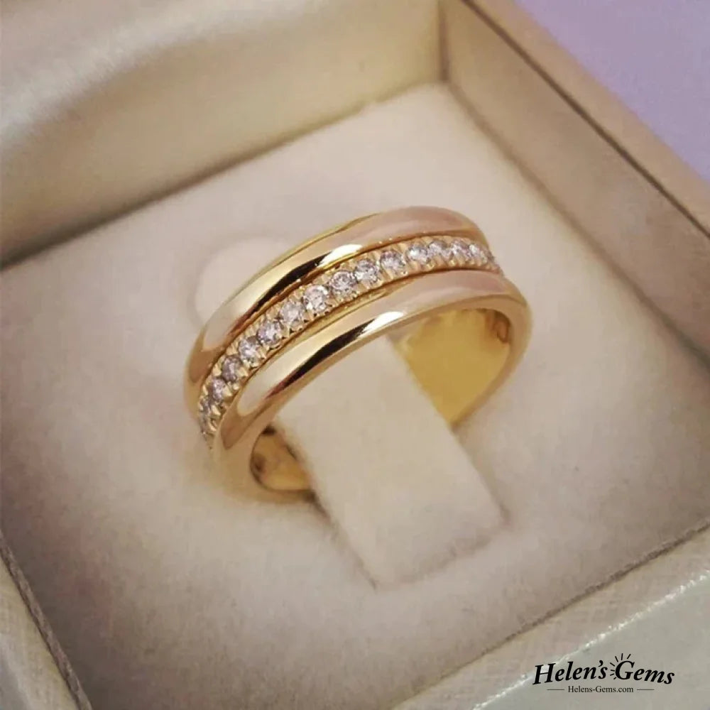 Elegant Double Zirconia Inlaid Ring