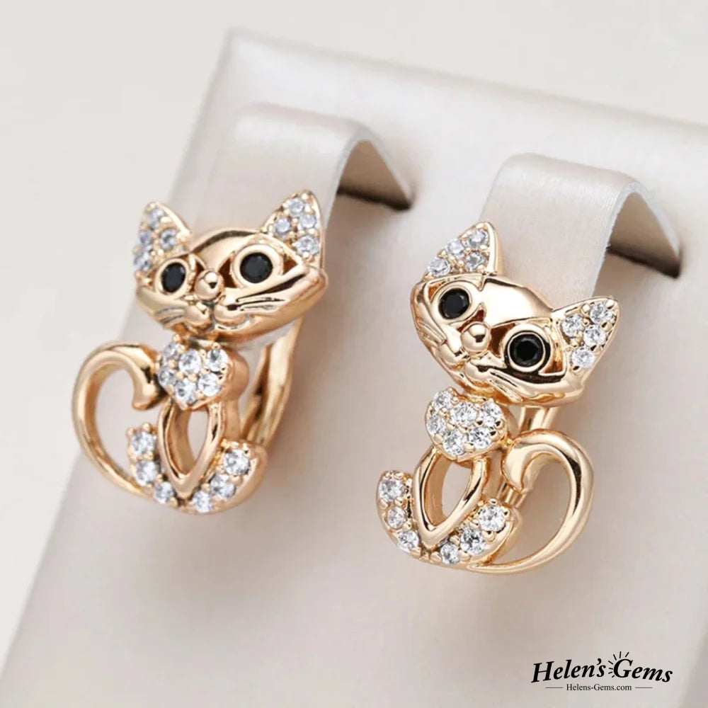 Elegant Zirconia Kitty Earrings