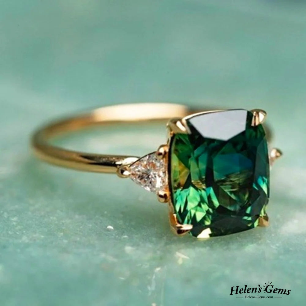 Green Zirconia Ring In Gold 6