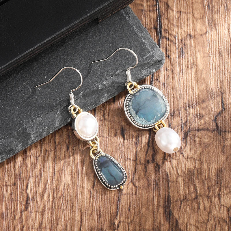 Vintage Blue Natural Stone Earrings