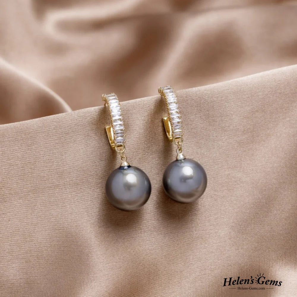 Luxury Pearl And Zirconia Earrings Blue