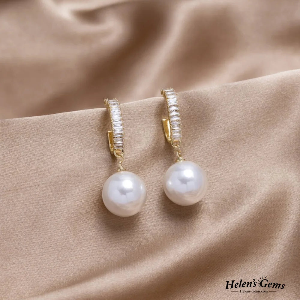 Luxury Pearl And Zirconia Earrings White