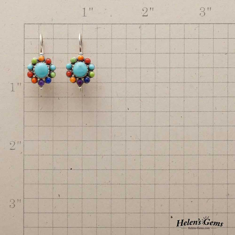 Multicoloured Turquoise Round Earrings