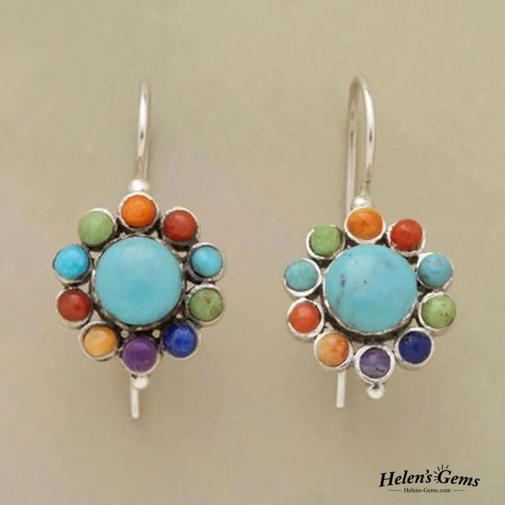 Multicoloured Turquoise Round Earrings