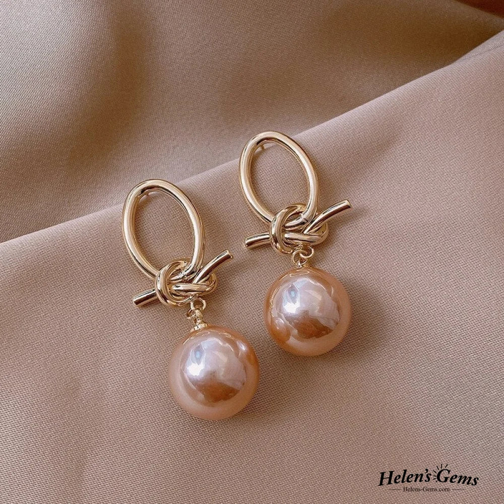 Pearl Loop Earrings In Gold