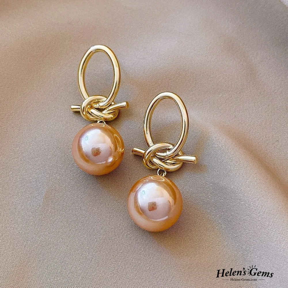 Pearl Loop Earrings In Gold