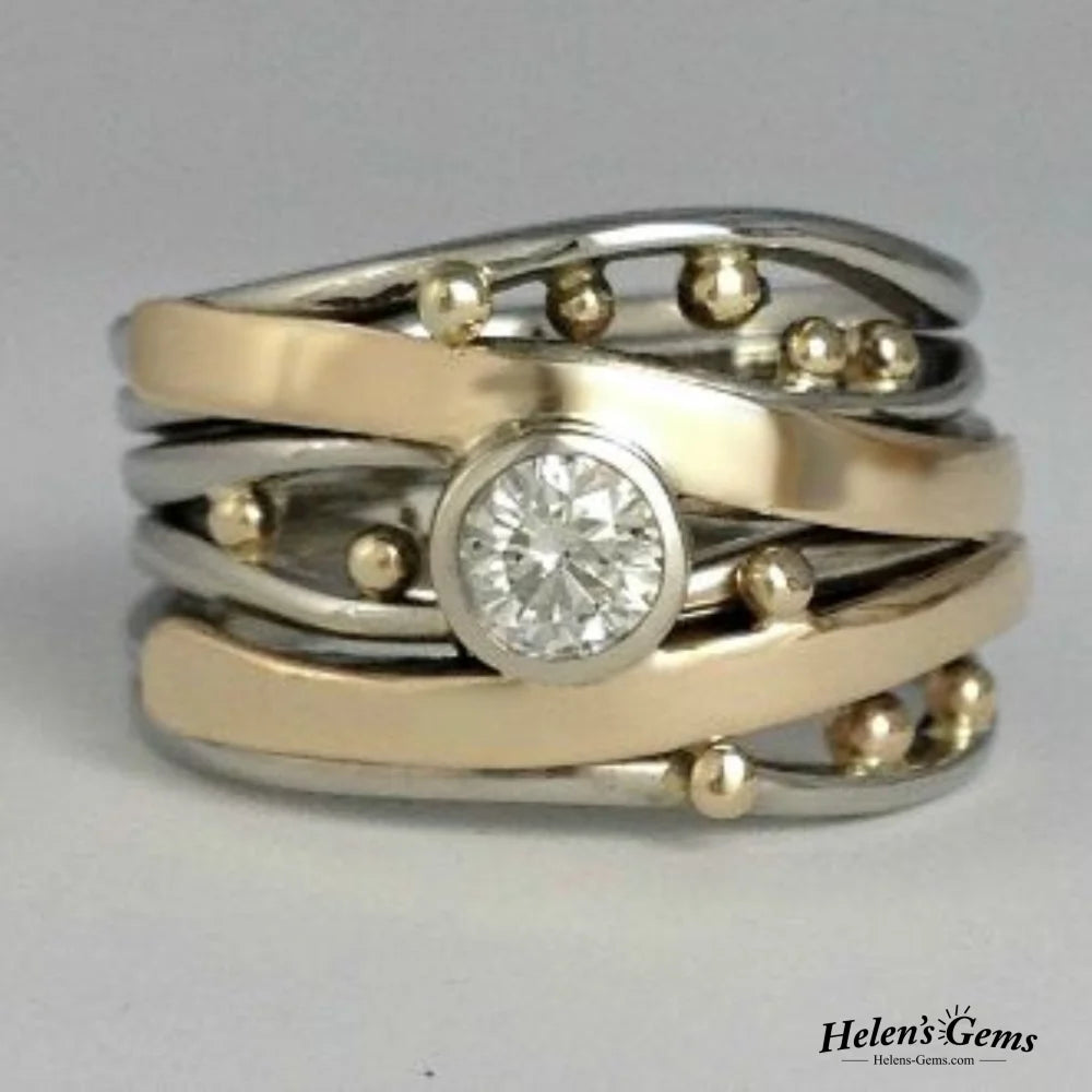 Vintage Gold Inlaid Zirconia Ring