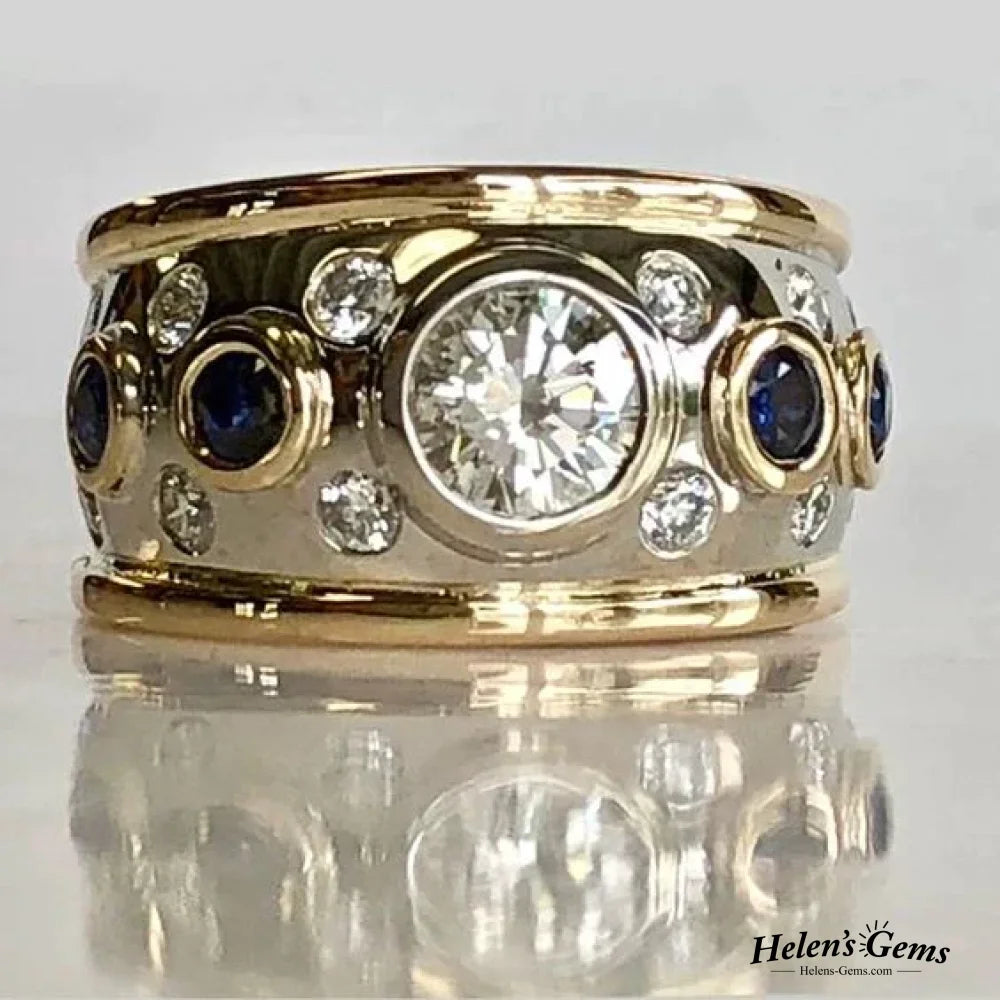 Vintage Golden Inlaid Zirconia Ring