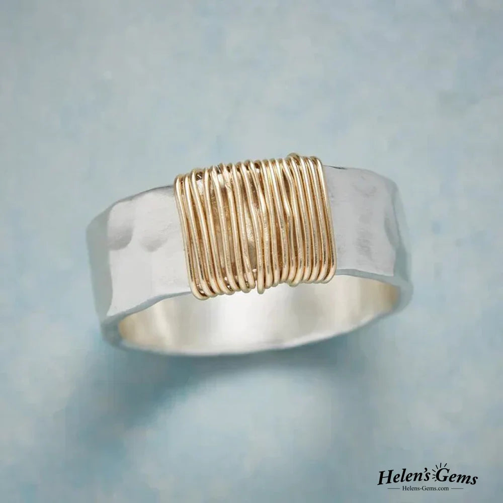 Vintage Golden Threads Silver Ring