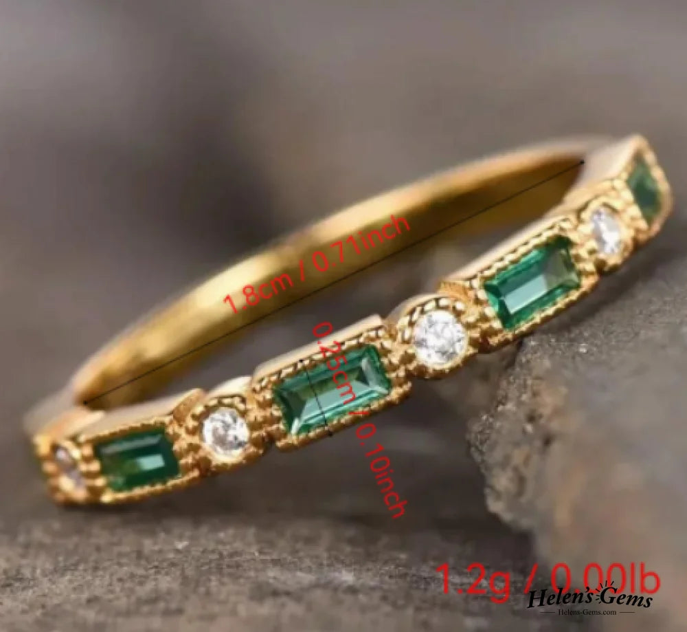 Vintage Green Inlaid Zirconia Gold Ring