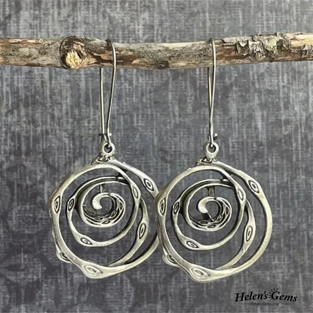 Vintage Maze Silver Earrings