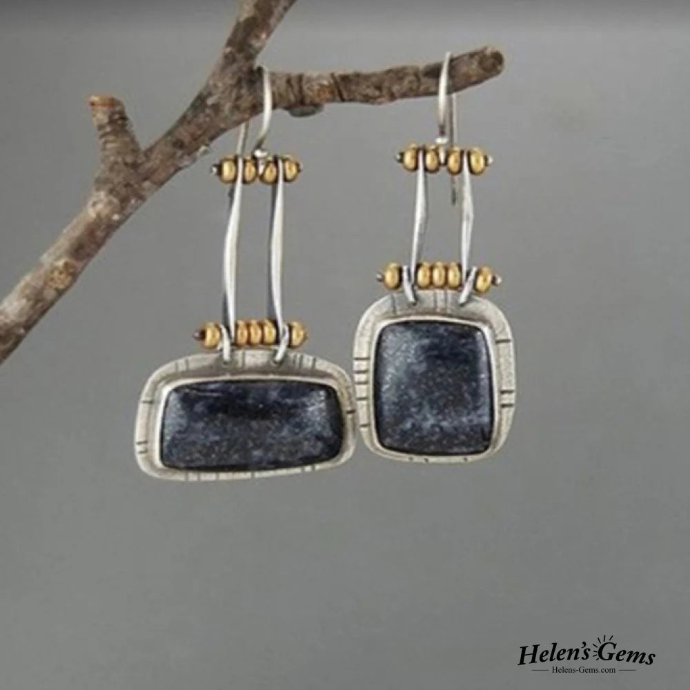 Vintage Midnight Silver Earrings