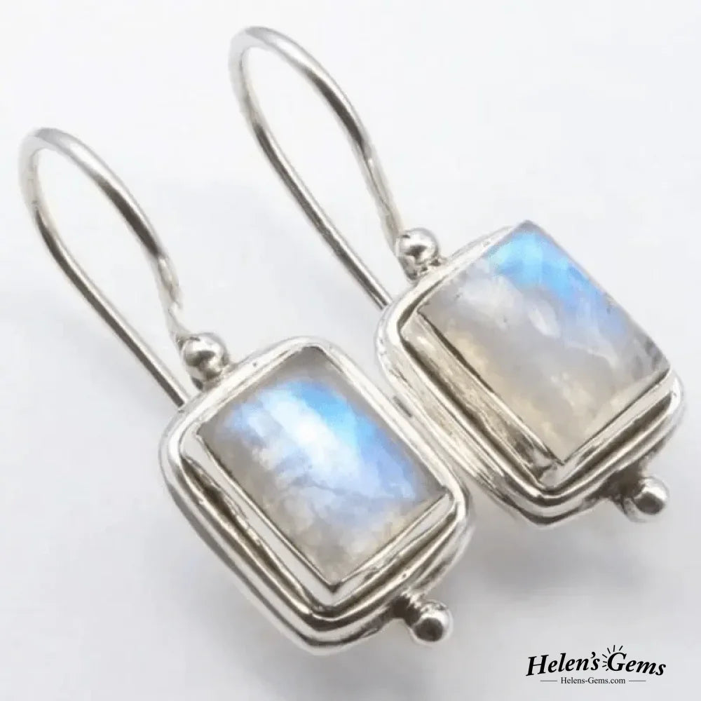 Vintage Moonstone Square Stone Earrings