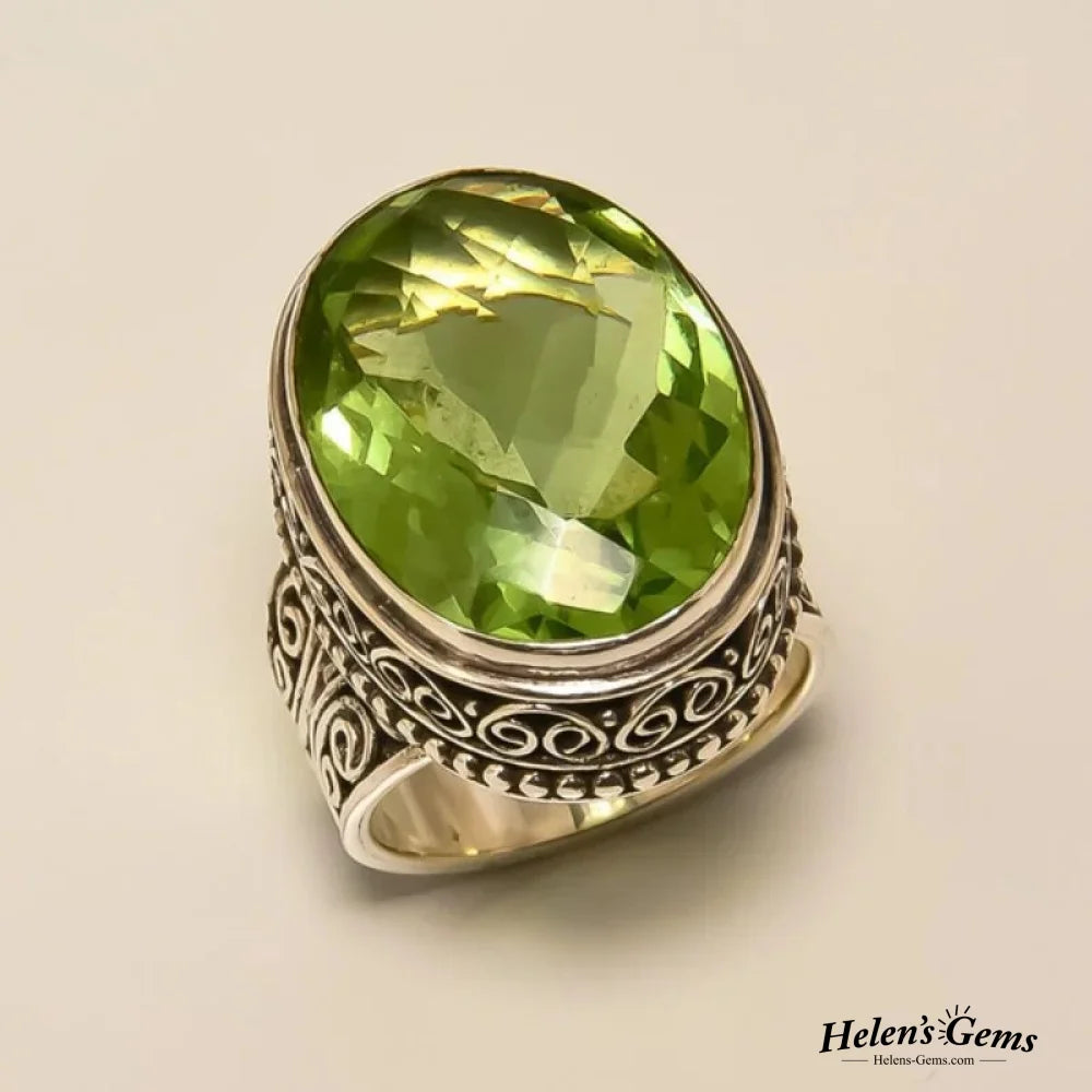 Vintage Olive Crystal Ring