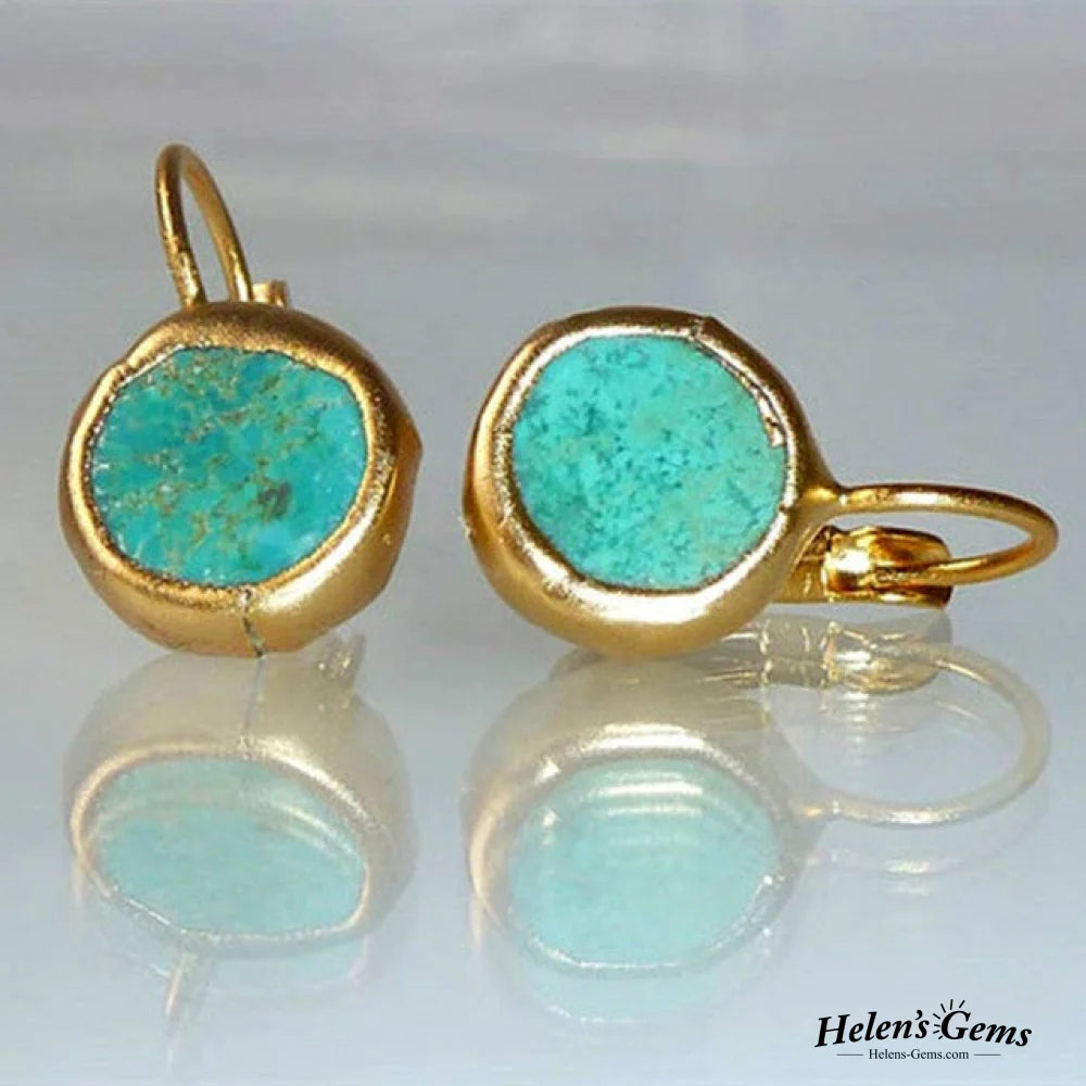 Vintage Turquoise Earrings In Gold