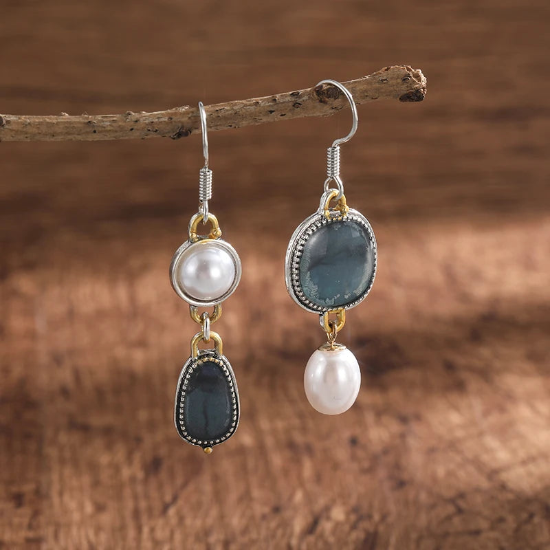 Vintage Blue Natural Stone Earrings